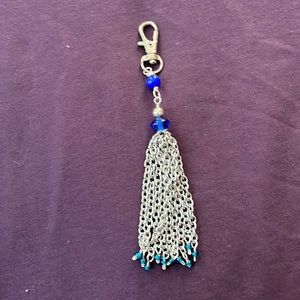 Zipper pull - hand crafted - blue